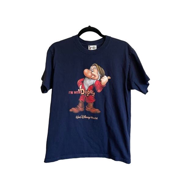 Y2K Disney M short sleeve t-shirt Grumpy blue red Snow White casual vacation - Picture 1 of 7